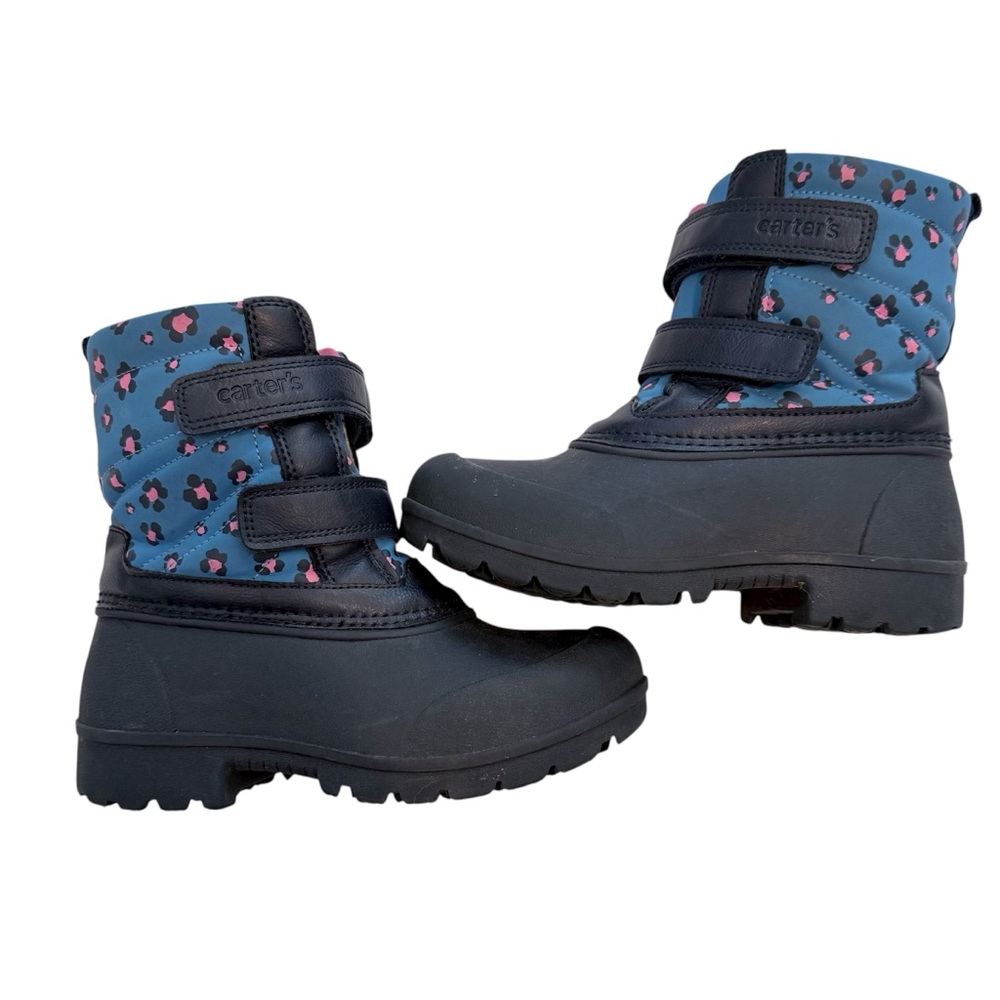 Carter's Kids Floral Blue, Navy, Pink Girls Snow Boots, Size 1.